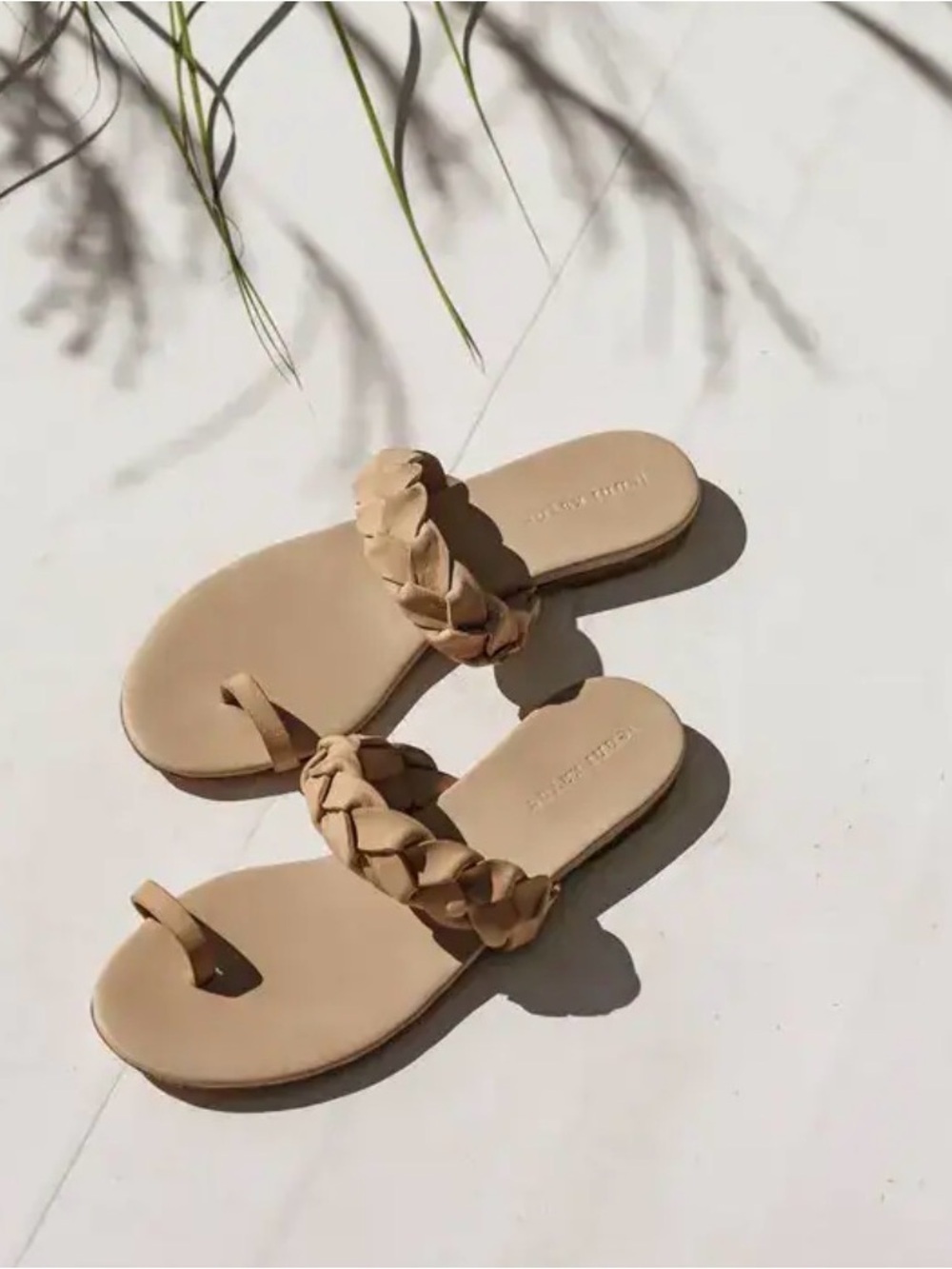 Jenni Kayne Leather Braided Strap Sandal, Natural, Size 37, New in Box - Picture 3 of 10